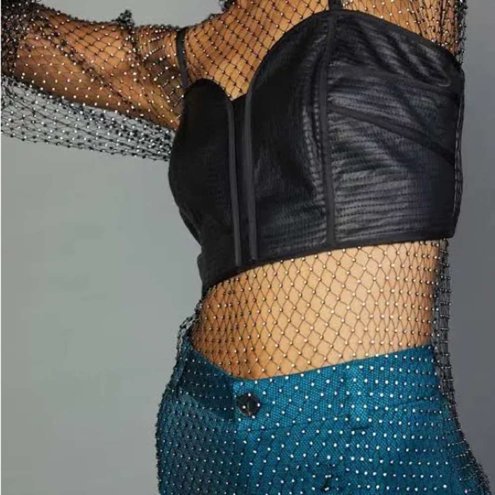 Current Air vegan faux leather bustier tank top bralette black size Medium NWT - Picture 2 of 11